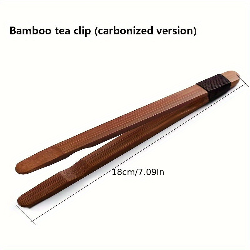 Bamboo Tea Clip (Carbonized Edition) - Father's Day Bamboo Tea Tongs - Ideal for Gift-giving and Tea Ceremonies