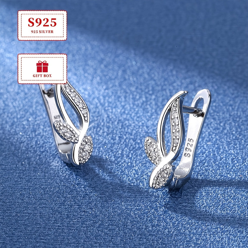 Elegant 925 Sterling Silver Earrings featuring Small Zirconia Grass design, perfect for both daily wear and special occasions. Weighs approximately 3.1 grams.