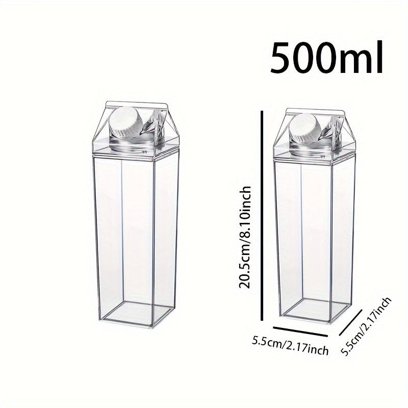 Stylish milk carton water bottle, travel-friendly, fits in backpacks and car cup holders, ideal for cold drinks and fruit juice.