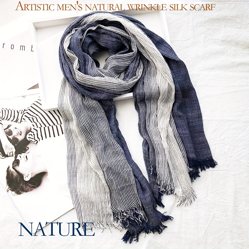 Cotton-Linen Striped Scarf - A Stylish Fashion Accessory for Men and Women During Autumn & Winter