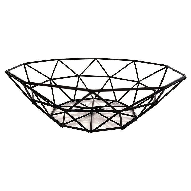 Stylish Black Wire Fruit Basket - Nordic Style, Durable Iron Art Design with Mesh for Freshness, Ideal for Kitchen & Living Room Decor, Space-Saving Stackable Bowl