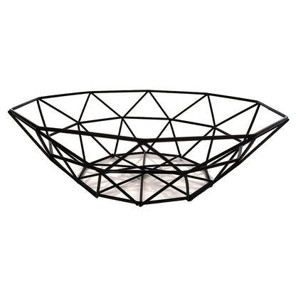 Stylish Black Wire Fruit Basket - Nordic Style, Durable Iron Art Design with Mesh for Freshness, Ideal for Kitchen & Living Room Decor, Space-Saving Stackable Bowl