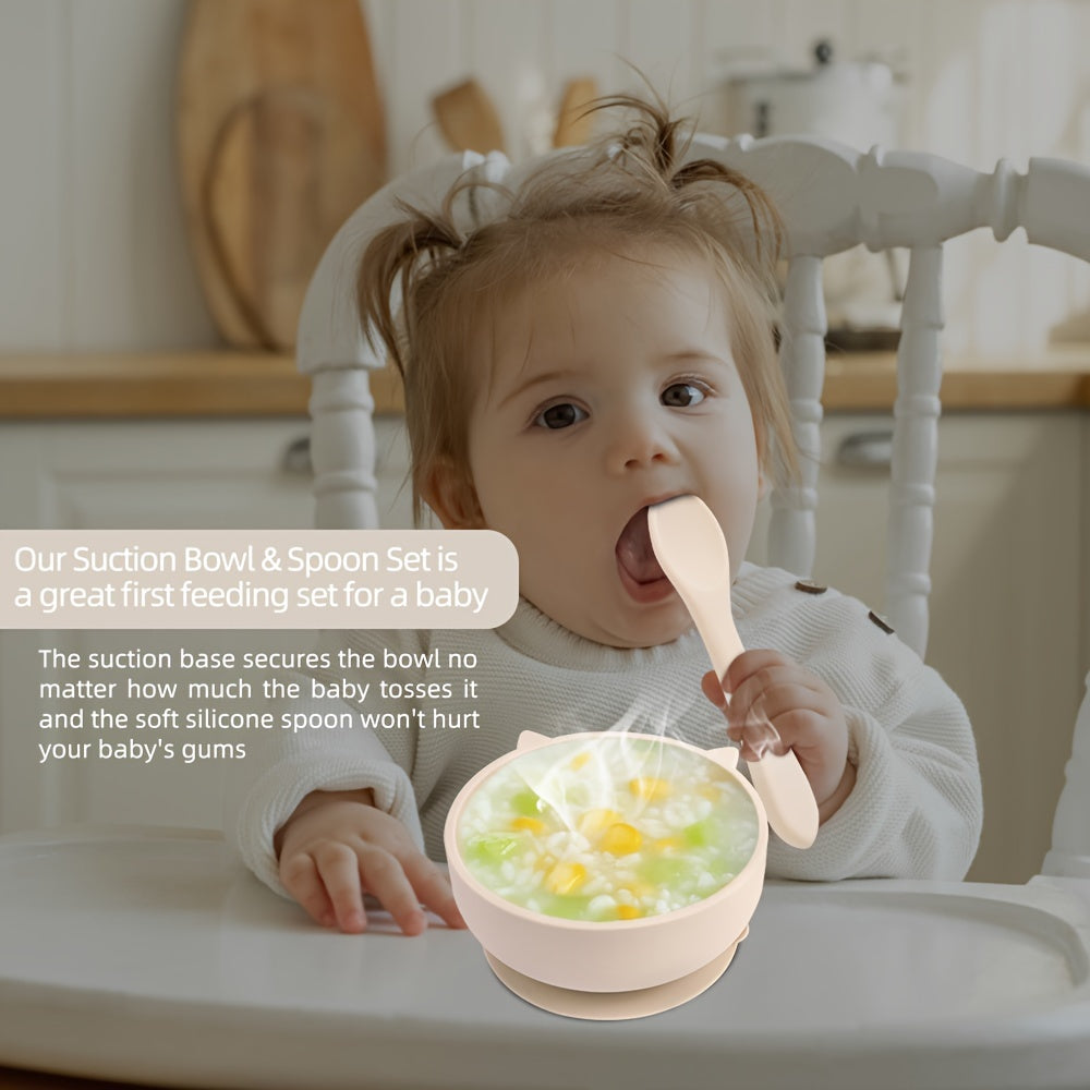 TYRY.HU Custom Feeding Bowl With Suction Cup, Silicone Bowl and Spoon Set, Perfect Christmas Gift