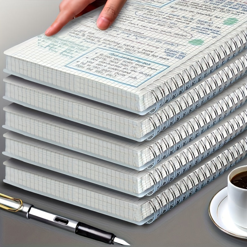 5-Pack A5 Waterproof Softcover Spiral Notebooks with White Paper, Lined & Grid Pages. Ideal for Business, Study, Diary, Office & Students. Thick and durable perfect for gifting.