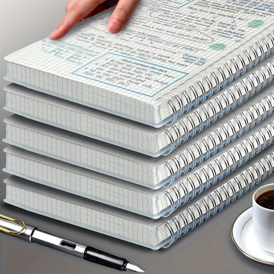 5-Pack A5 Waterproof Softcover Spiral Notebooks with White Paper, Lined & Grid Pages. Ideal for Business, Study, Diary, Office & Students. Thick and durable perfect for gifting.