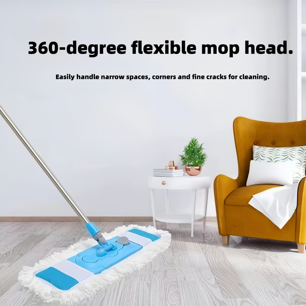 Extra Large 65.0cm Flat Mop with Extended Handle, Wide Microfiber Cloth, 360-Degree Flexible Head - Dual-Use Wet and Dry Floor Mop for Living Room, Bedroom, Toilet, Kitchen, and Floor Cleaning - 1 Piece