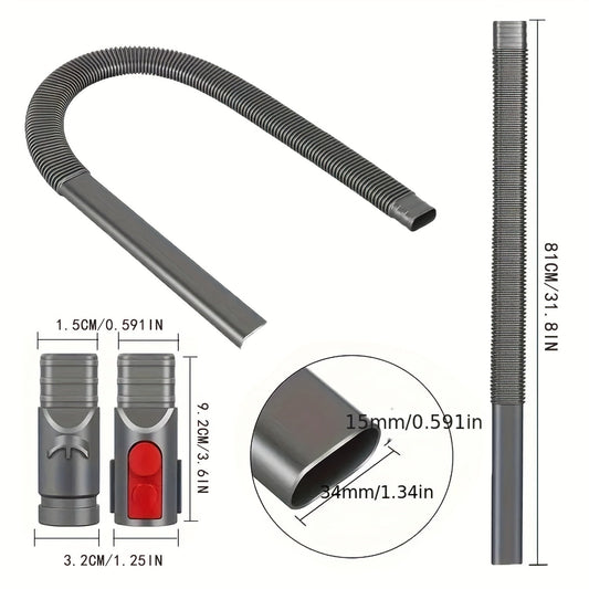 Soft, long hose cleaning accessory with 2 connectors for V6 V7 V8 V10 V11 V12 V15 cordless vacuums, providing flexible crevice extension for corners and gaps.