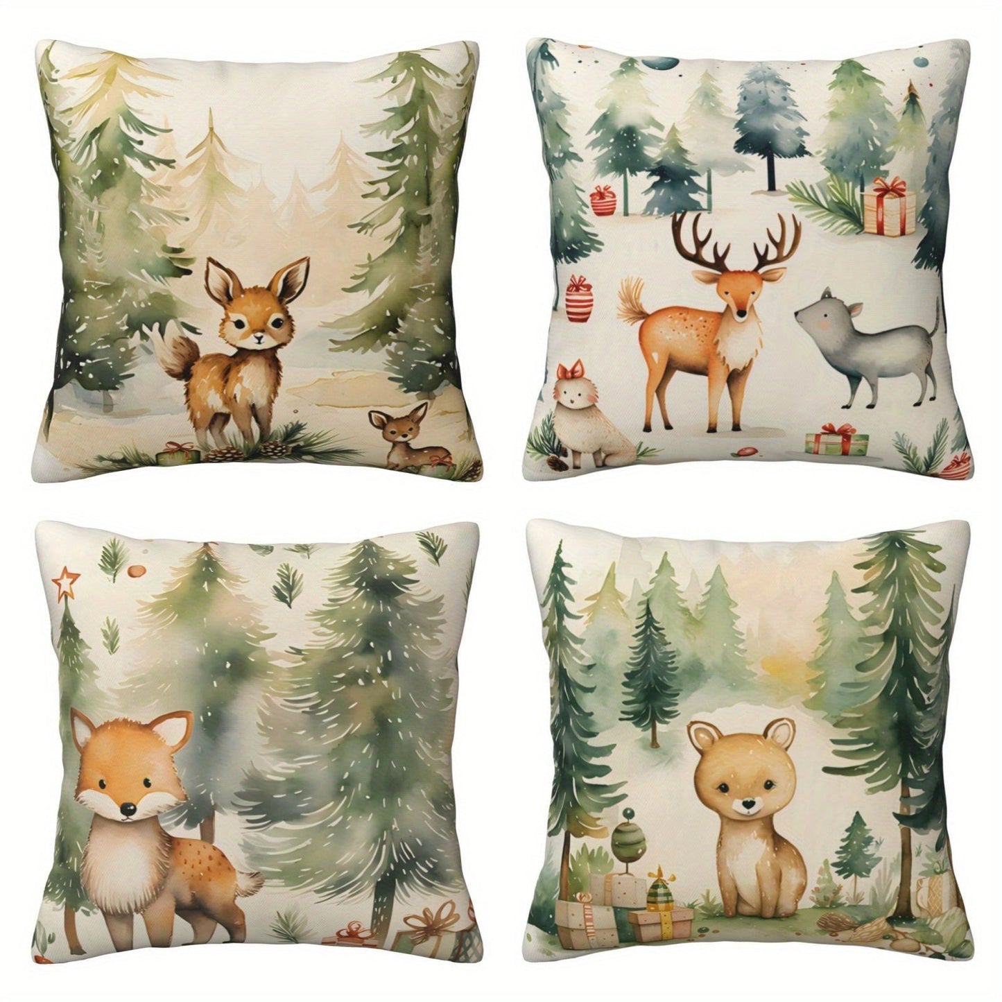 Christmas-themed pillow covers suitable for living rooms and bedrooms, perfect for decorating your couch. These Xmas decorations make a great holiday gift and can be used as Christmas ornaments. Each cover measures 45*45CM and does not include a pillow