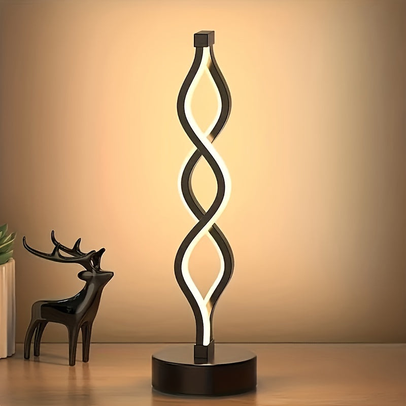 1 Spiral Table Lamp with a Warm Seaweed Original Design, ideal for bedroom, bar, living room, wine party, creating a cozy atmosphere.