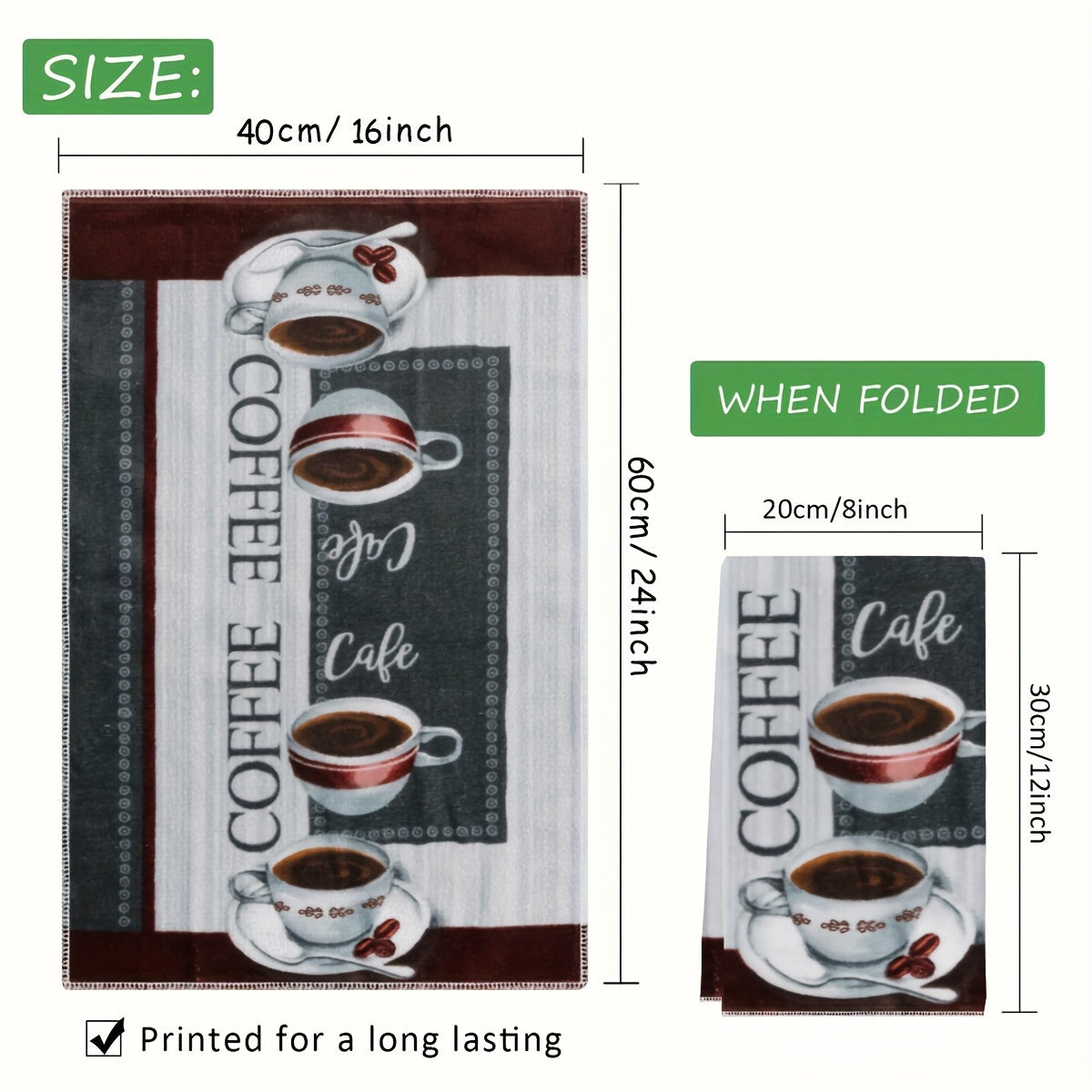 2 Coffee Lover's Kitchen Towels featuring Latte & Cappuccino Art - Perfect for Cafe Decor or Housewarming Gifts