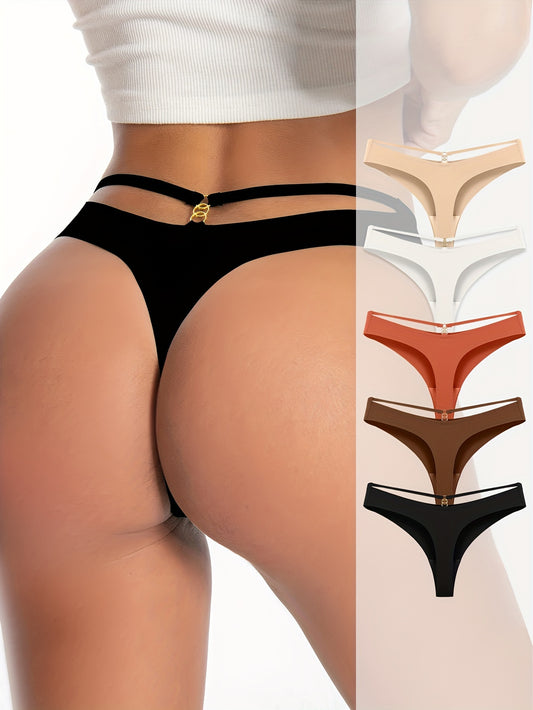 5 Sexy Cut-out Thongs: Breathable and Comfy Seamless Intimates Panties for Women