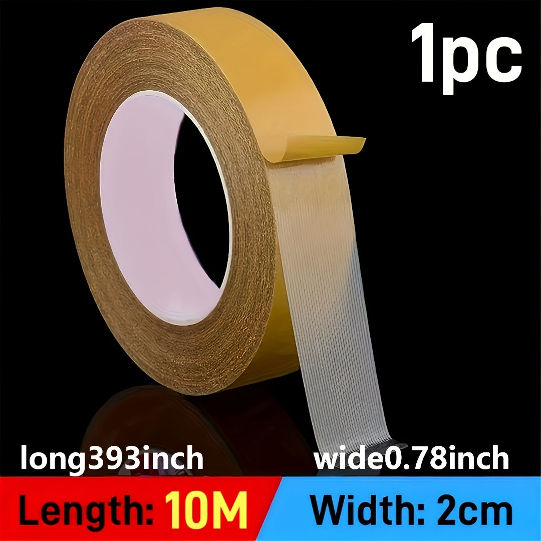 Strong double-sided tape for various surfaces, ideal for home and office repairs.