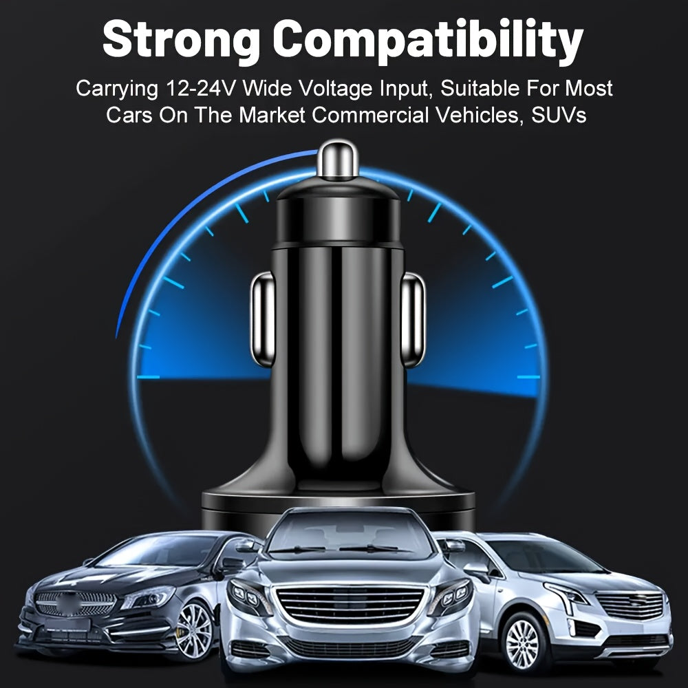 Ouyaaqii QC3.0 Fast Charge Car Adapter with USB Type-B and Digital Display, Glossy Finish