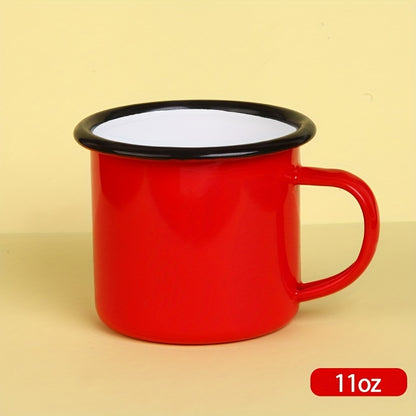 Enamel cup for coffee shop, restaurant, camping, travel, or barbecue, 11oz.