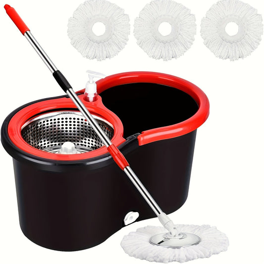 The Spin Mop and Bucket Set is perfect for cleaning bathrooms, including school bathrooms. This 360° spin mop bucket system comes with 3 microfiber mop replacement heads and a 154.94 cm stainless steel adjustable handle for easy floor cleaning. Upgrade