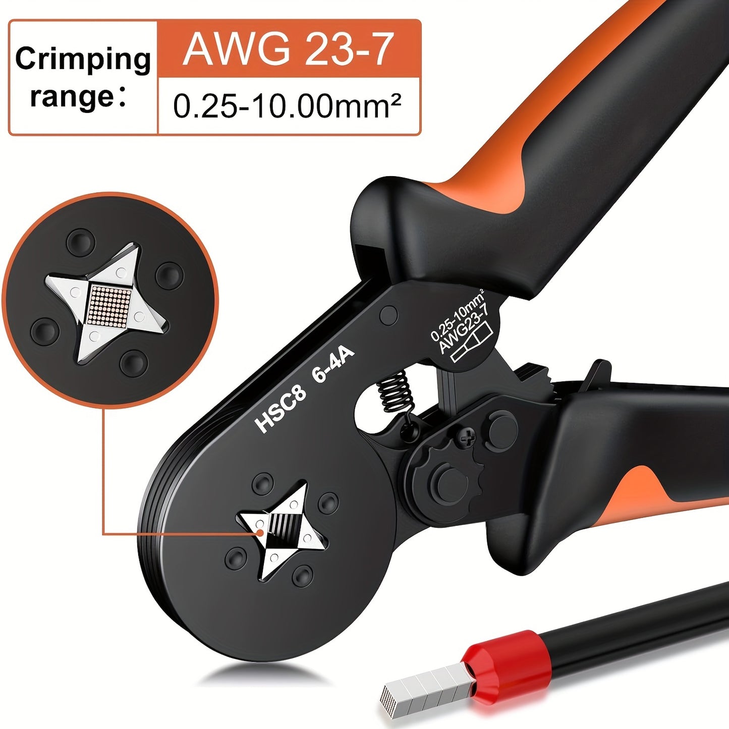 SANJIANG Hexagonal Crimping Tool HSC8 10-6: Adjustable strength, rust-resistant, comfortable metal handle.