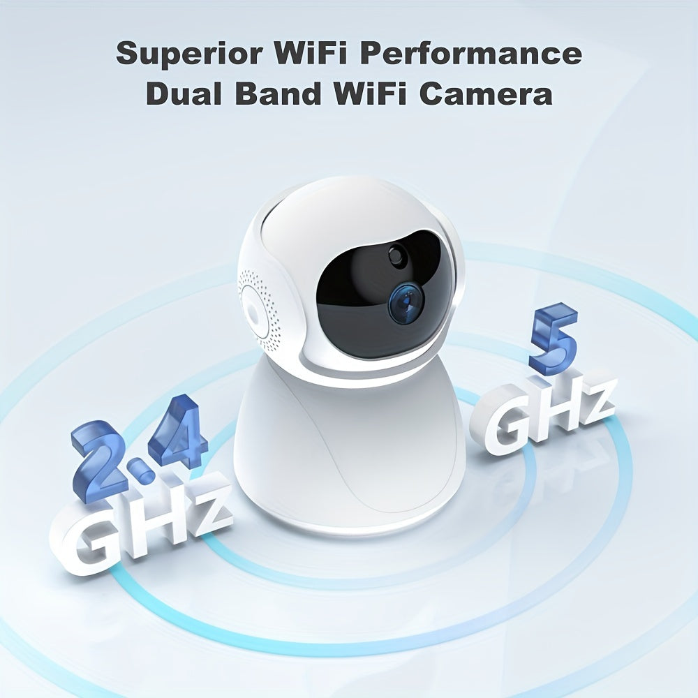 Valentine's Day Gift: High-Definition Indoor Camera with Automatic Tracking, Dual-Band WiFi Security Camera for Home Monitoring. Features 1080P HD Night Vision, Two-Way Audio, and 5GHz/2.4GHz Connectivity.