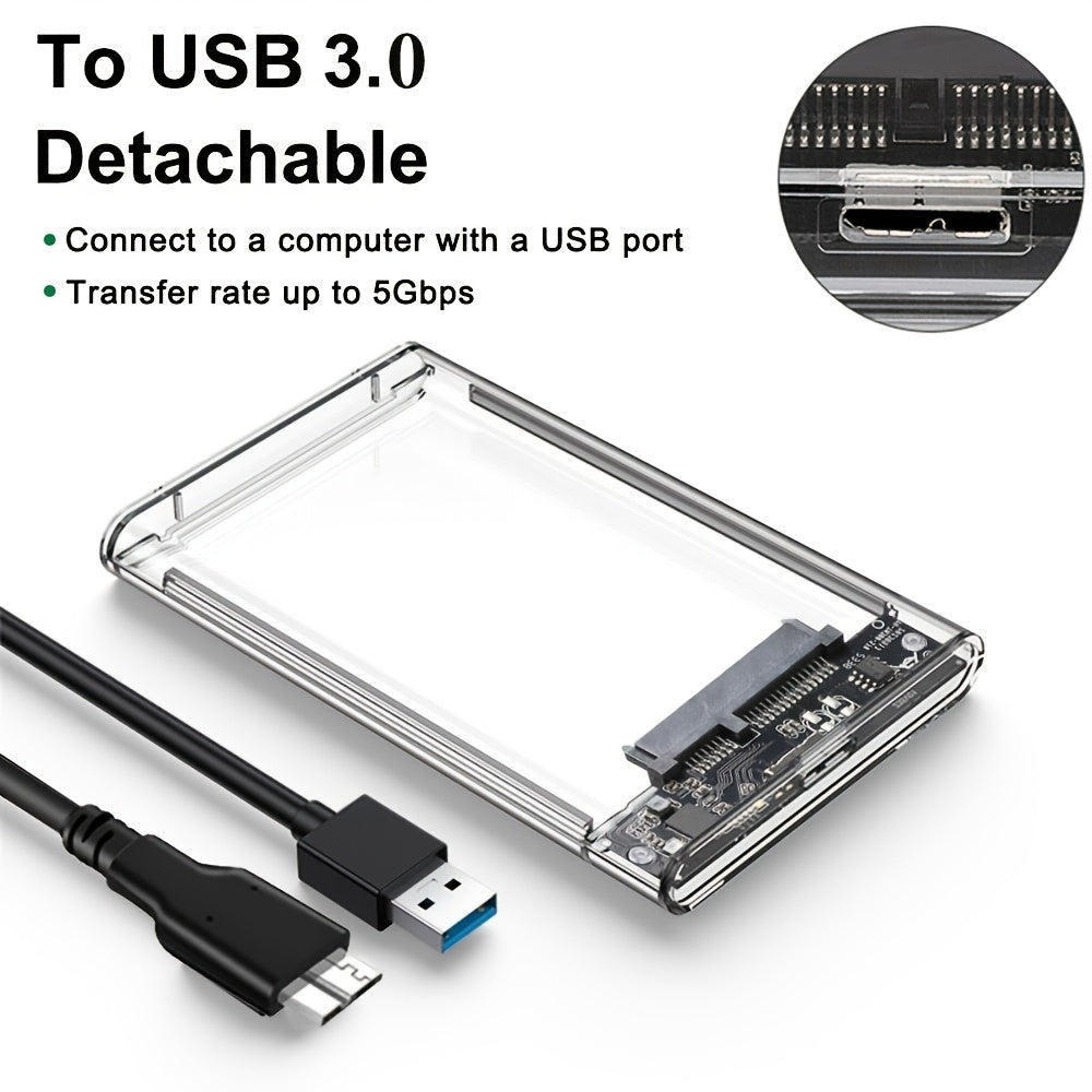 Ultra-Fast USB 3.0 SATA Hard Drive Enclosure for 2.5-inch HDD/SSD, Tool-Free Installation, Overheat Protection, 5Gbps UASP Accelerated, PC/Mac Compatible, Ideal for Laptops/Desktops, Sata