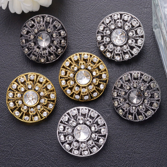 Set of 5 Vintage Round Rhinestone Buttons - Stylish Hollow Design for Sweaters, Blazers, Coats, and DIY Fashion Projects