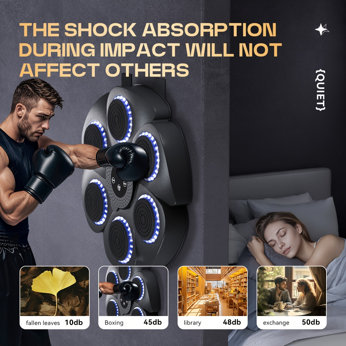 PJ 1pc Music Boxing Machine for Home Fitness - Wall-Mounted, Smart Music Boxing Trainer with USB Charging