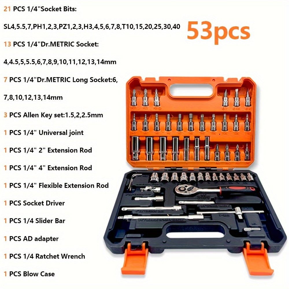 53/82/121/151 pcs of Stainless Steel Automotive Repair Tool Kits with Quick Ratchet Wrenches for Off-Road Motorcycles And Bicycle Maintenance - Complete Automotive Repair Accessories