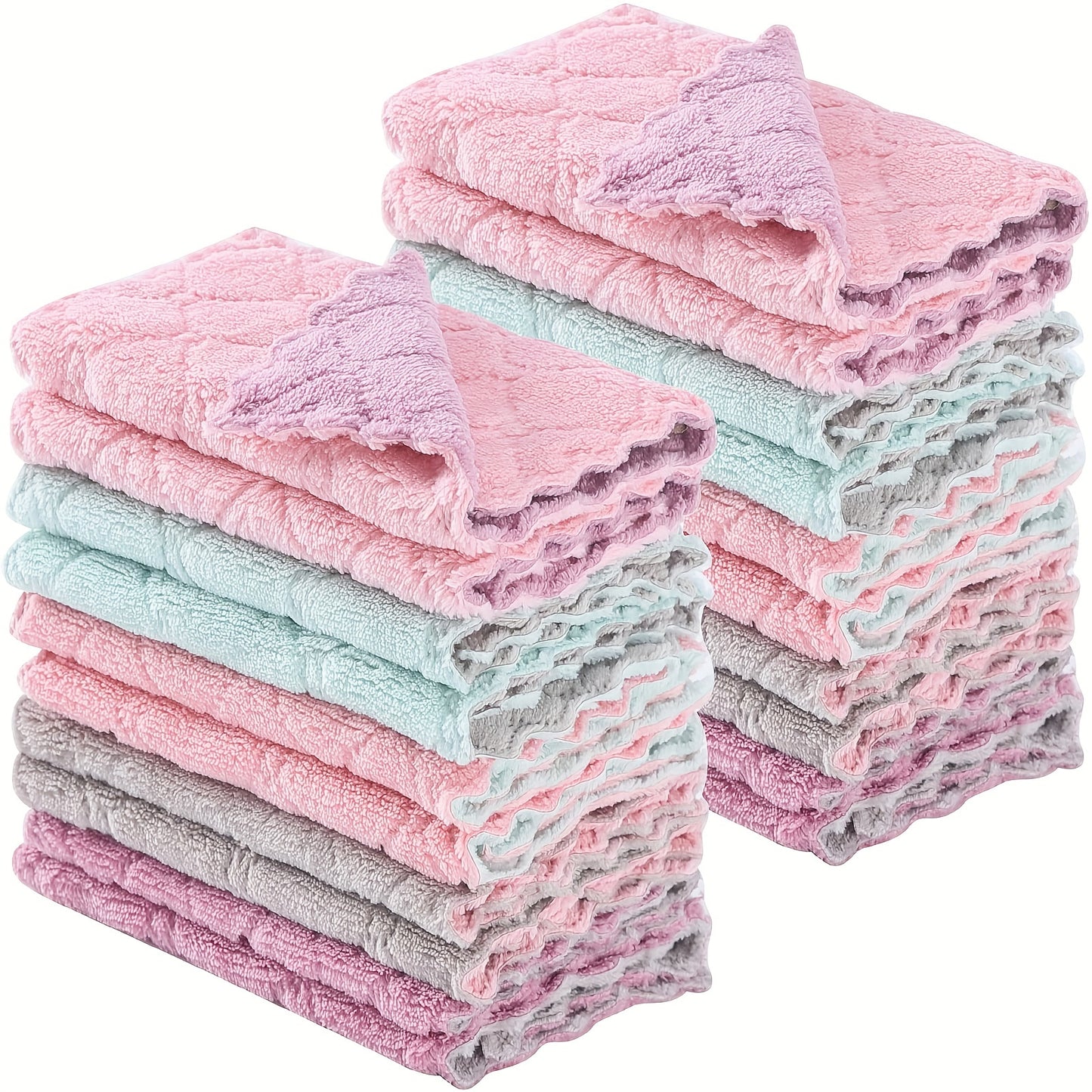 10-piece set of kitchen towels and dishcloths in random colors for everyday cooking and baking.