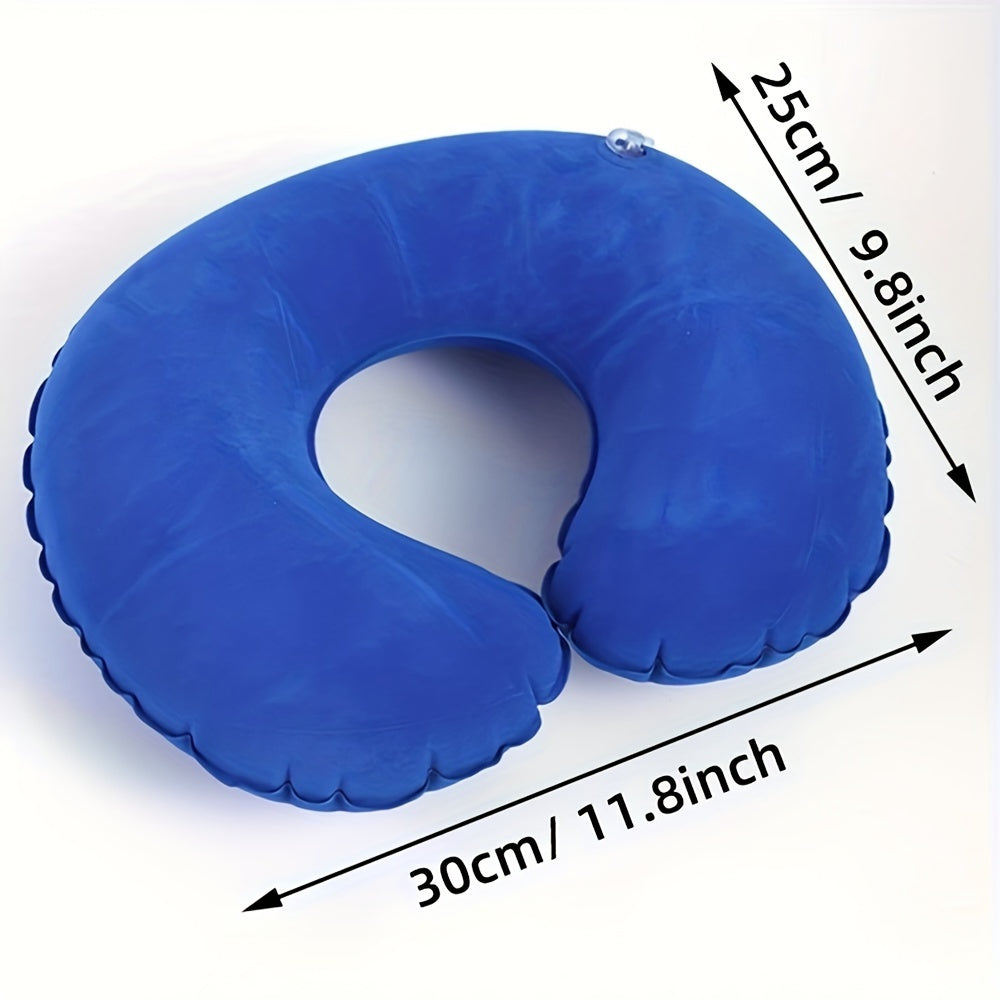 Two-Pack of PVC Inflatable C-Shaped Pillows - Perfect for Office Chairs, Traveling, and Home Use. Portable Neck Support Made from Lightweight, Durable, Non-Woven Material. Features Anti-Stain Properties for Easy Cleaning. Great for Providing Comfort and