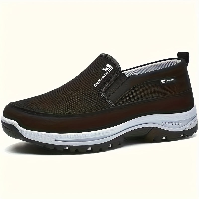 Comfortable men's slip-on sneakers with soft sole, breathable fabric, and stylish design for everyday wear.