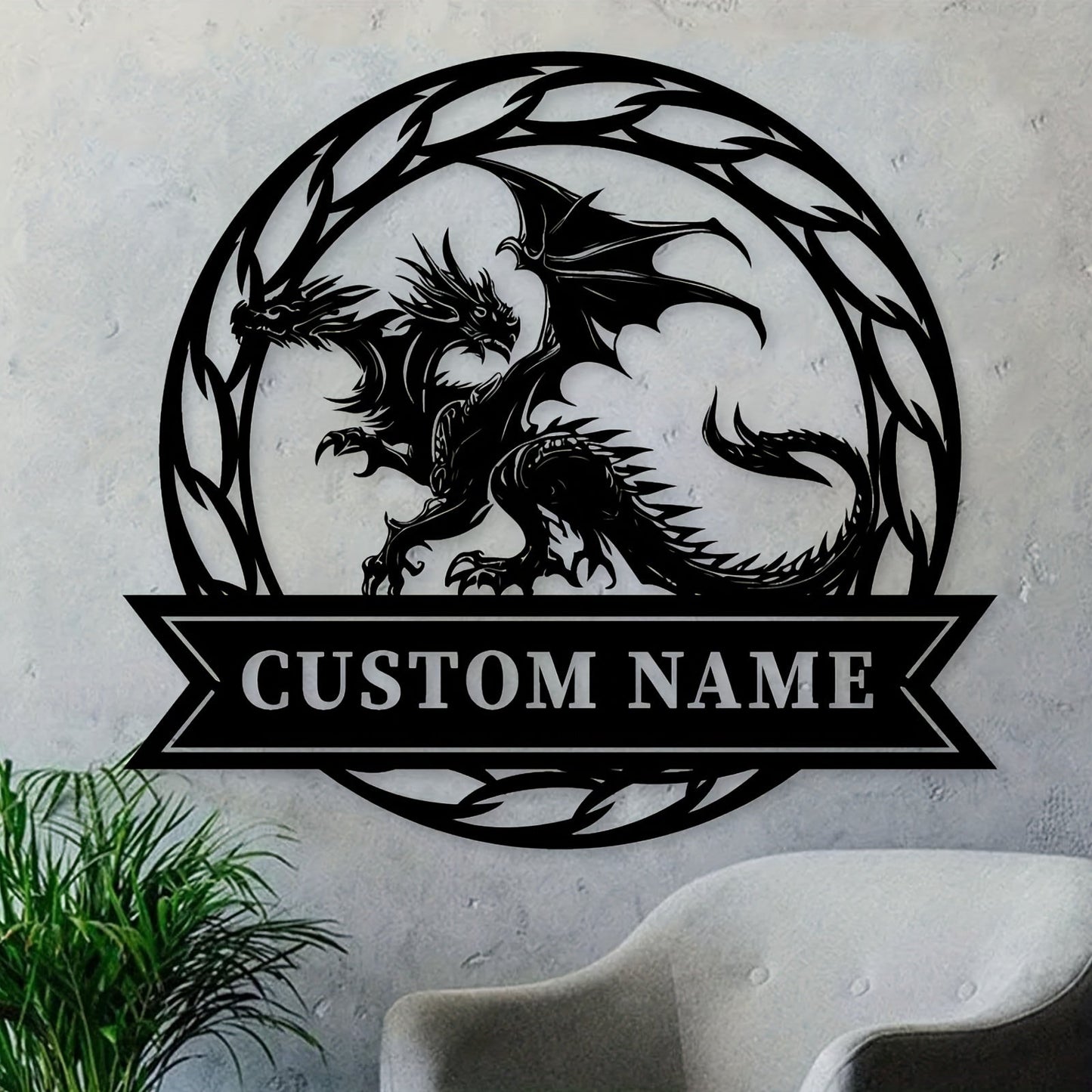 Custom Dragon Metal Wall Art featuring your name - Perfect for Nursery & Room Decor, Made with Weatherproof AAA Grade Metal, Dragon themed decorations