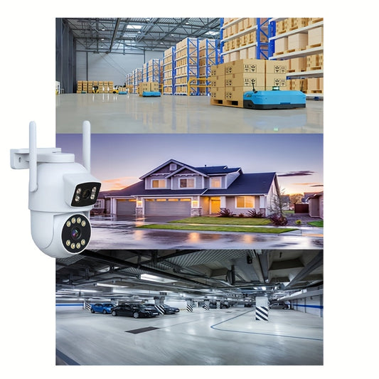 Introducing the 1pc SmartGuard Wireless Security Camera - a cutting-edge dual camera system designed for maximum security and peace of mind. With a 360° view, motion tracking, AI detection, night vision, and 1080p resolution, this camera is packed with