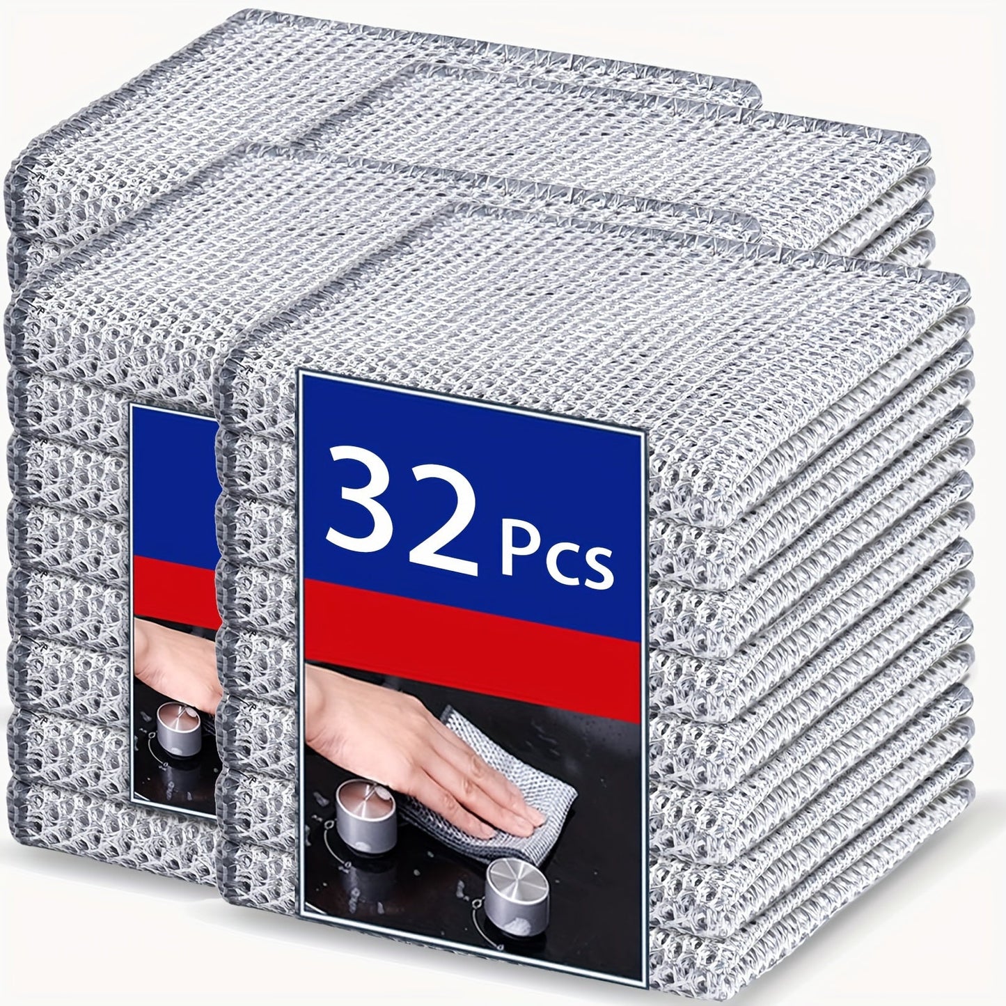 Miracle Cleaning Cloths in packs of 8, 16, 24, and 32 made of super durable mesh microfiber. These square cloths are low lint, made of knit fabric with a space theme design. Perfect for use in the living room, bedroom, bathroom, and kitchen. These cloths