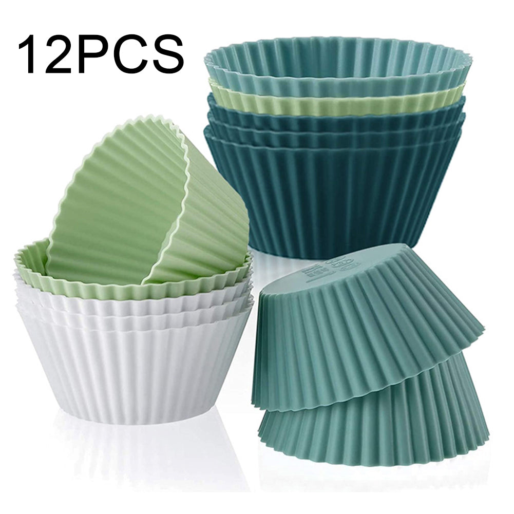 Morandi Color Round Silicone Muffin Cups available in a set of 12 or 24 pieces. This Mini Muffin & Cupcake Baking Pan also doubles as a Silicone Tart Mold, measuring 2.75" in diameter and 1.3" in height.