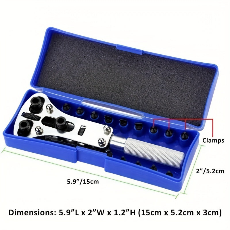 Adjustable Screw Back Wrench Watch Repair Tool with Wrist Watch Opener and Battery Remover - Perfect Gift Choice