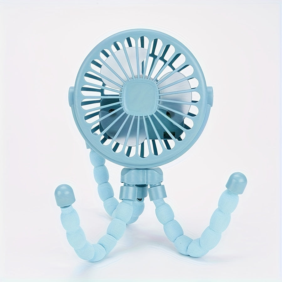 Compact and versatile, the Octopus-Shaped LED Light Mini Fan is a portable and wearable fan with a flexible tripod stand that can be easily attached to strollers, outdoor gear, tables, or used indoors. Made of durable plastic material, this fan is