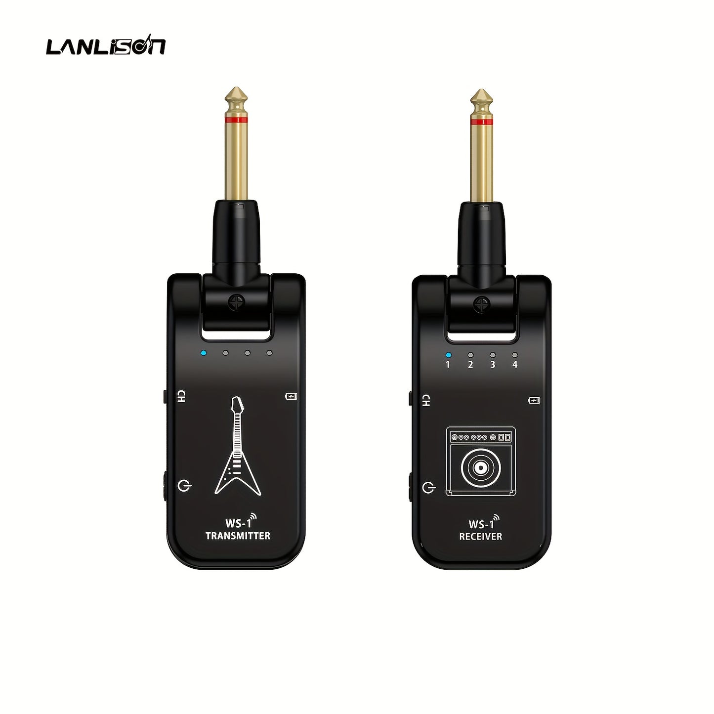 2.4GHz Wireless Guitar System with Rechargeable Battery for Electric Instruments (Black)