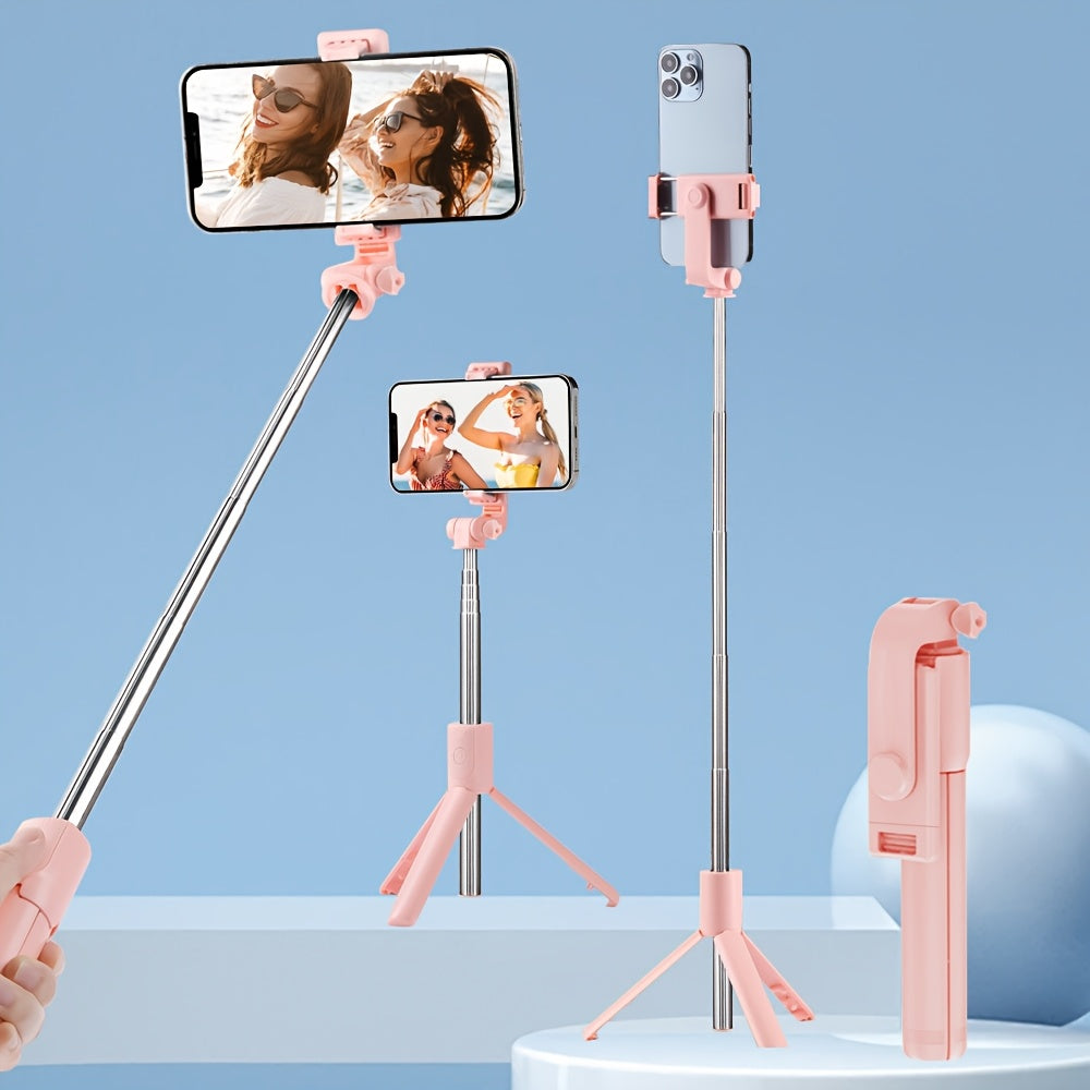 Durable tripod for smartphones and cameras with anti-shake selfie stick, ideal for indoor/outdoor live streaming and photography, made of ABS material.