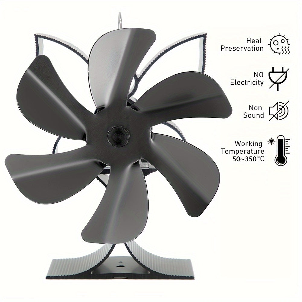 Enhance Heat Distribution with a Standing 6-Blade Wood Stove Fan - No Electricity Needed for Wood, Gas, or Log Burning Stoves