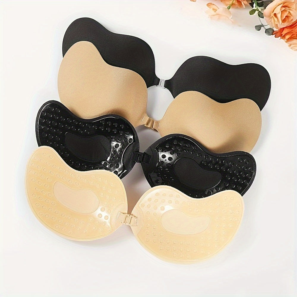 1 Pair of Self-Adhesive Invisible Strapless Push-Up Bra and Nipple Covers for Women