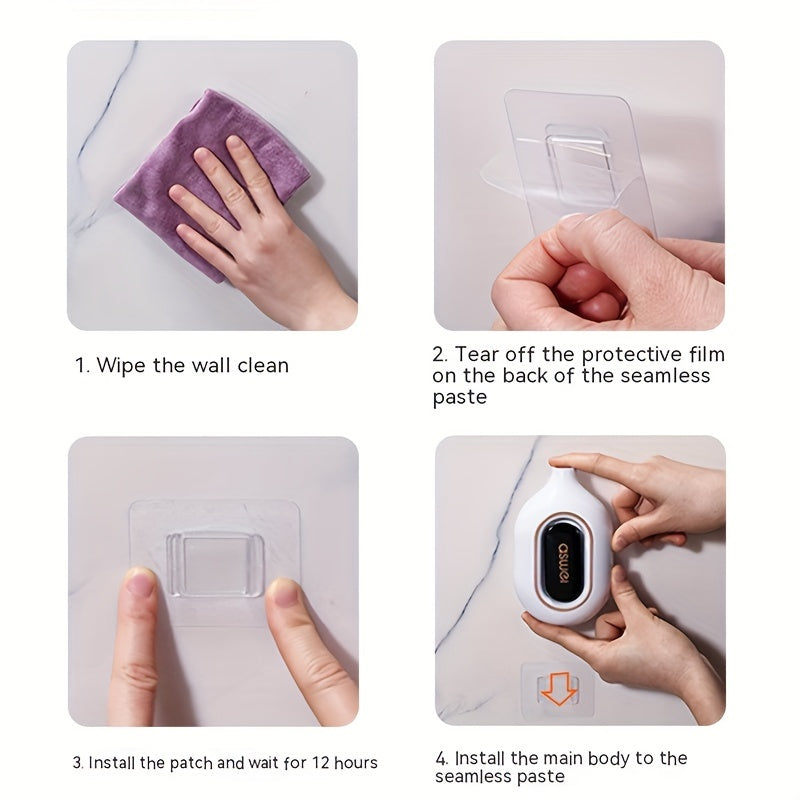 3-pc wall-mounted bathroom accessories with adhesive patches, no holes needed. Strong adhesion for all products in store without damaging walls or falling off.