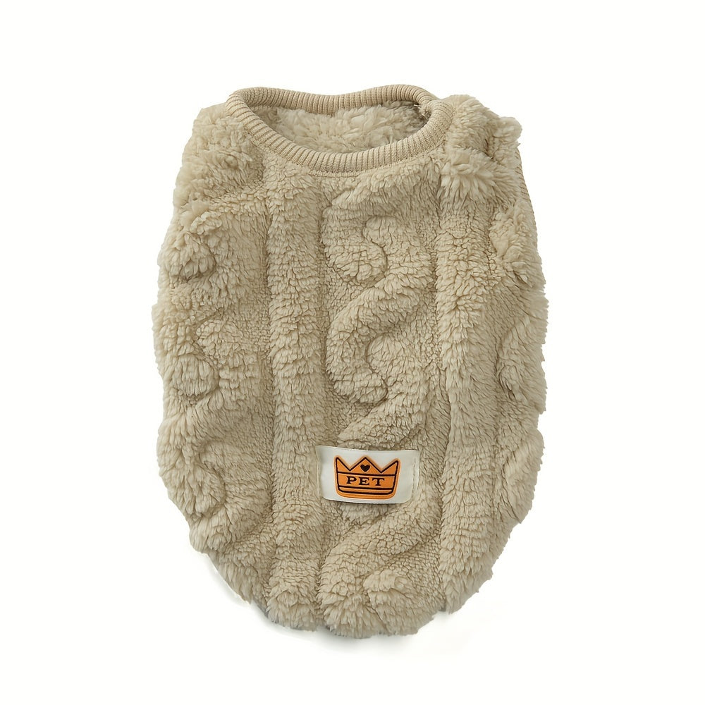 Warm double-sided fleece pet sweater for small dogs and cats, perfect for autumn and winter.