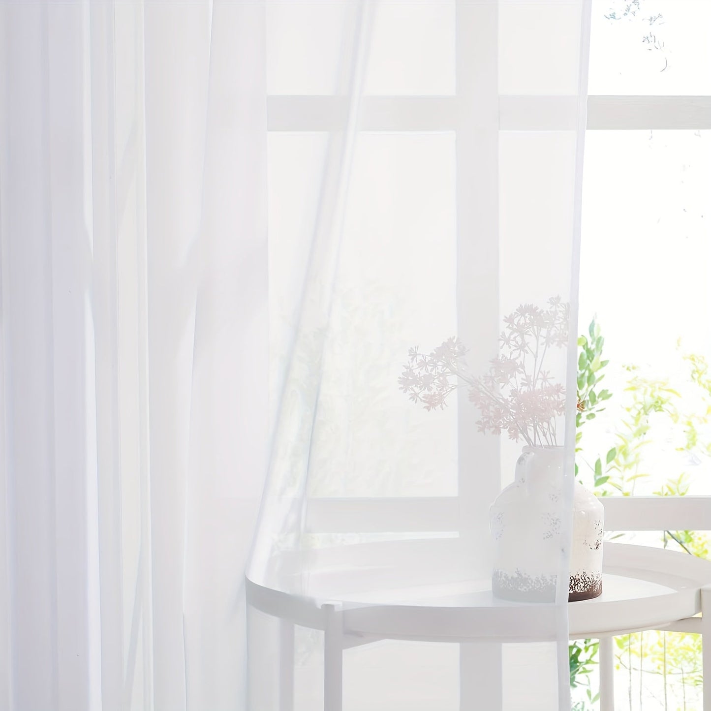 Set of 2, White Sheer Tulle Curtains in a Simple Style, Create a Romantic Atmosphere in Your Living Room or Bedroom, Perfect for Window or Door Home Decor