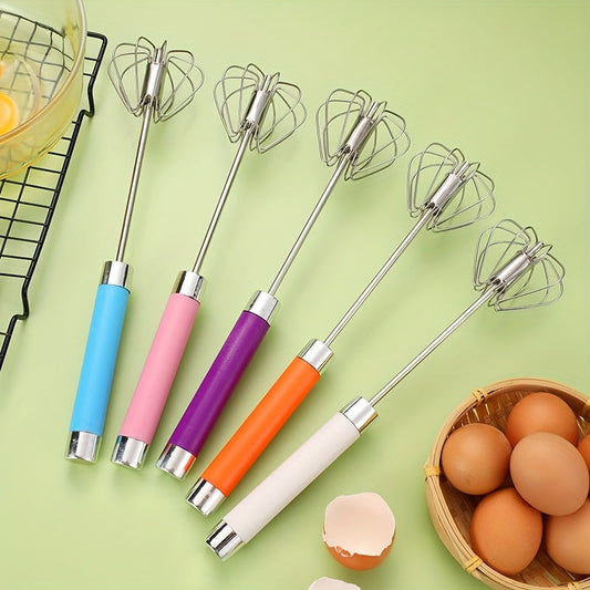 Essential Kitchen Gadget: Hand-Powered Stainless Steel Semi-Automatic Egg Whisk for Effortless Whisking, Beating, and Stirring