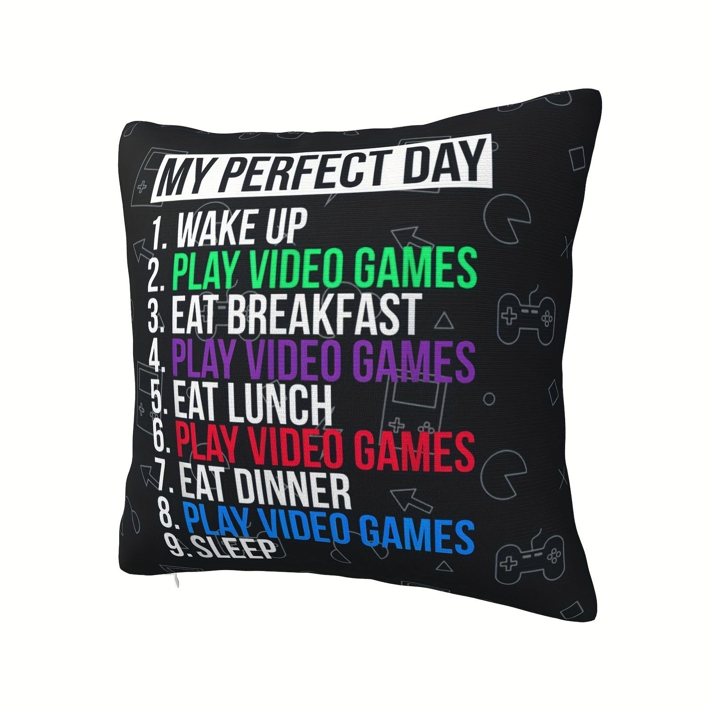 Vibrant and Cozy Gamer's Dream: 18x18 Plush Throw Pillow Cover in Soft Polyester - Ideal for a Day of Gaming, Choose from Various Colors