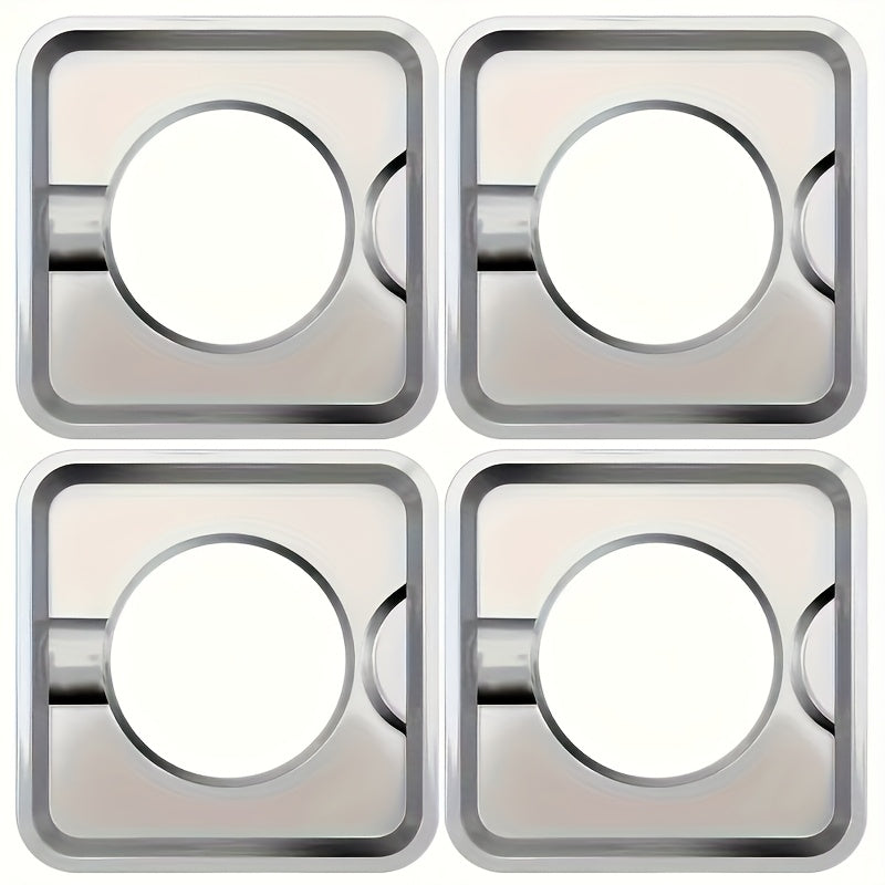 Set of 4 Stainless Steel Square Gas Stove Drip Pans - Designed for SGP-400, also fits 786333, AP6011553, PS11744751, WP786333 Models - Must-Have Kitchen & Restaurant Tools for Cooking Efficiency, Stovetop Protection