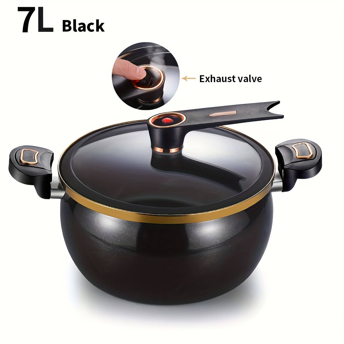 1-piece Cast Iron Stockpot with Twist-Lock Handles, Large 7L Capacity Soup Pot, Quick Stew Cookware, Suitable for All Stovetops