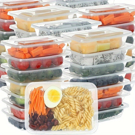 Set of 10 22oz Reusable Plastic Meal Prep Containers with Lids - Ideal for Food Storage, Salads, Bento Boxes for Lunch & Deli Use, School Lunch Boxes|Features Secure Locking Lids and Leakproof Seals for Food Packaging