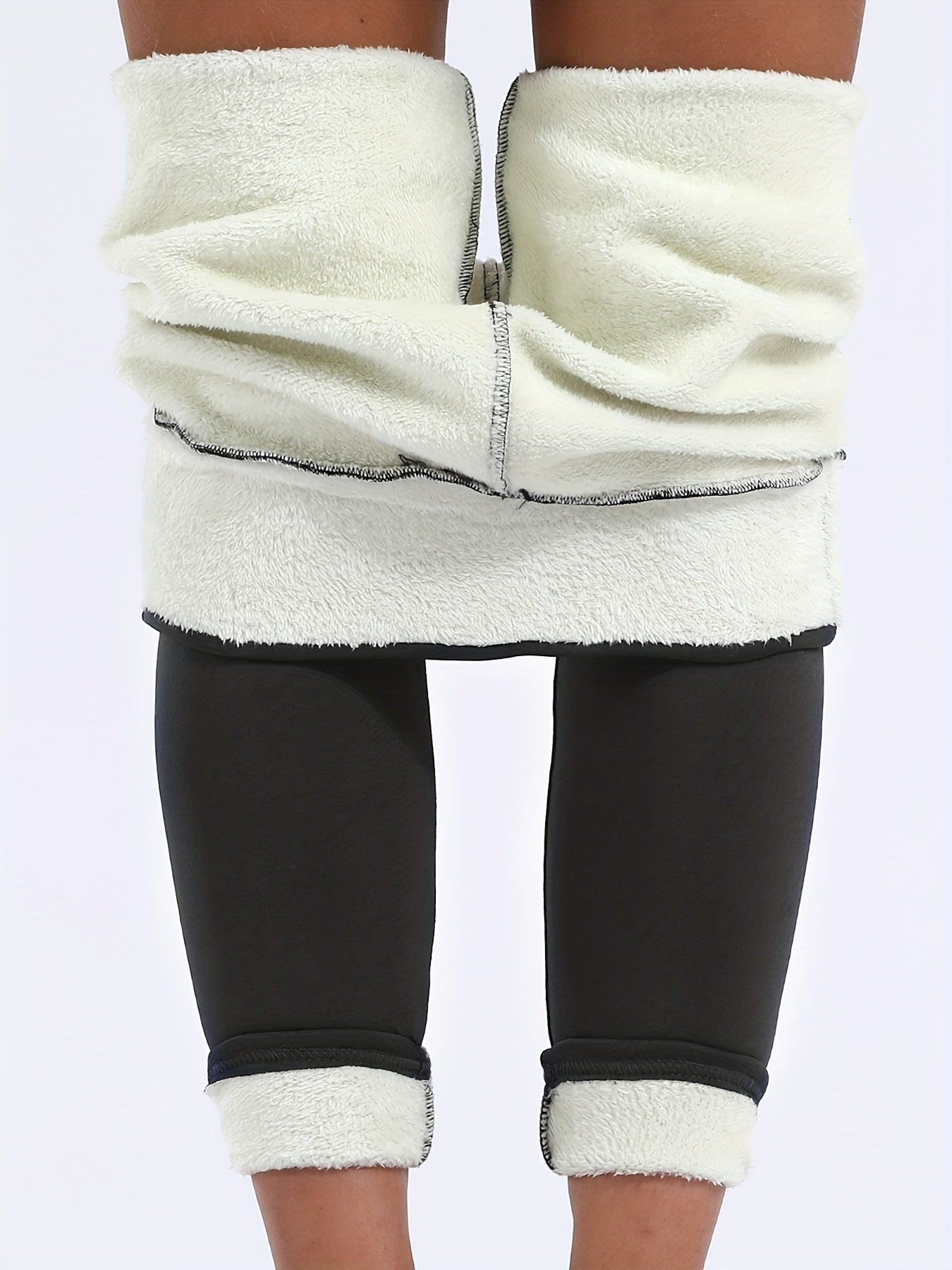 Plush thermal pants for winter, comfortable slim elastic tights for women's lingerie and sleepwear.