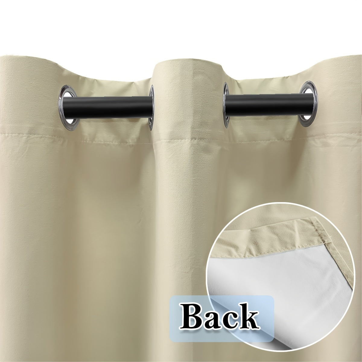 2 blackout curtains for home décor, 100% full blackout with white lining, 54x84 inches, off-white.