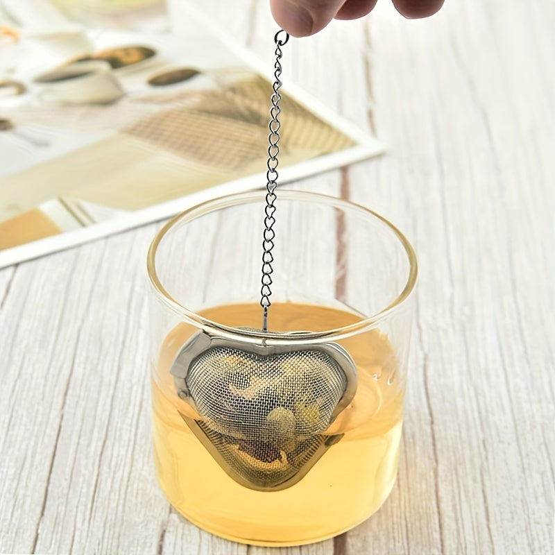 Heart-Shaped Stainless Steel Tea Infuser with Fine Mesh - Includes Convenient Removal Chain, Great for Brewing Loose Leaf Tea - Perfect for Halloween, Christmas, Eid, Thanksgiving, Tea Ball Steeper, and Uncharged Teas