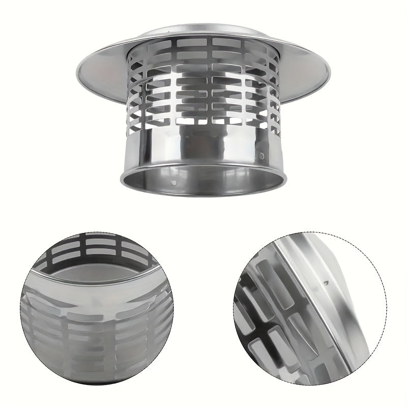 Sleek Stainless Steel Chimney Cap with Screen - 10.92cm/16.0cm Round, Rain & Wind Resistant Topper for Stove Pipes, Improves Roof Ventilation on Exterior